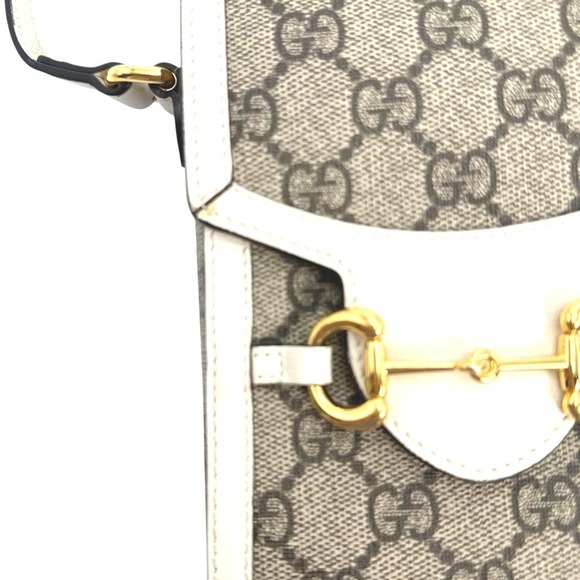 GUCCI Cream Canvas Horsebit Shoulder Bag - Picture 6 of 10
